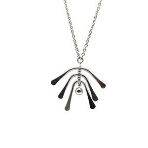 Vintage 1972 Avon Windchimes Silver Tone Abstract Pendant Necklace